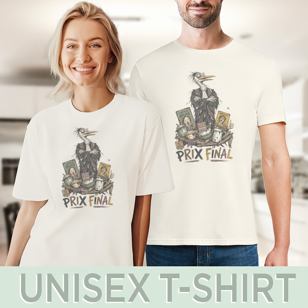 Woodcut Style Dark Humor Bird Graphic Tee - Picture 4 of 5